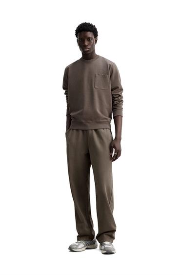 Zara CREW NECK POCKET SWEATSHIRT - Earth - Image 0