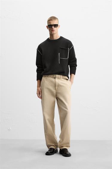 JERSEY CINTA CONTRASTE - Negro de Zara - Imagen 0
