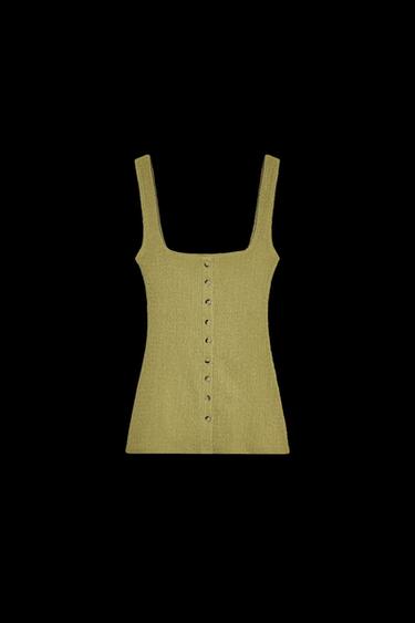 BUTTONED TEXTURED TOP - Green by Zara - Image 0