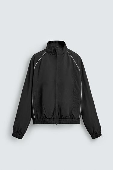 Zara 撞色科技布料外套 - 黑色