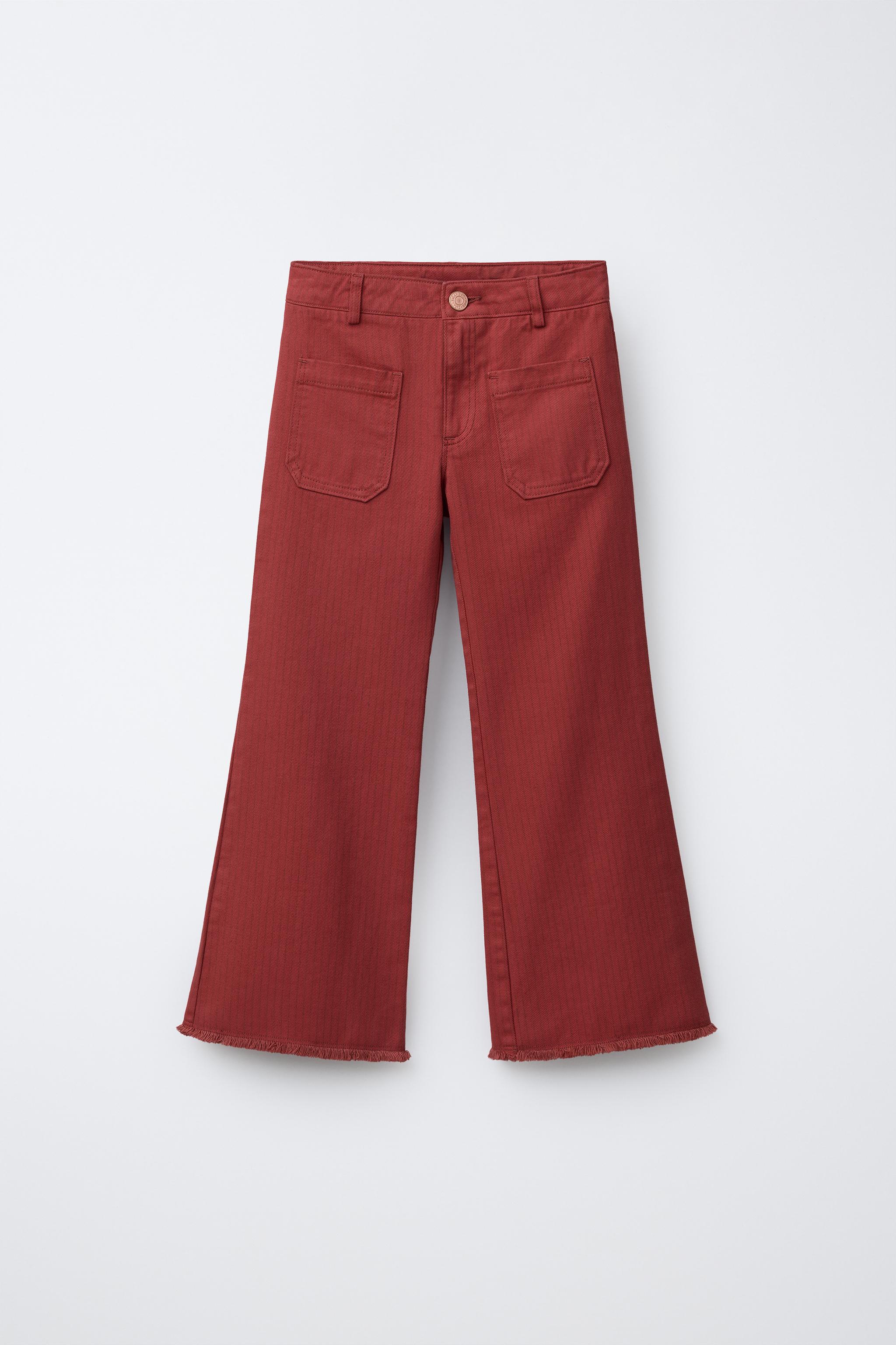 ストライプ柄フレアデニムパンツ - レッド | ZARA Japan / 日本