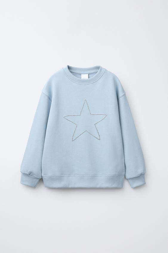 SUDADERA ESTRELLA TACHAS - Celeste de Zara - Imagen 0