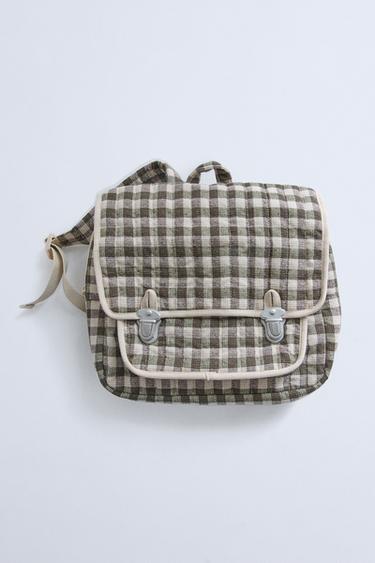 MOCHILA XADREZ - Marrom da Zara - Imagem 0