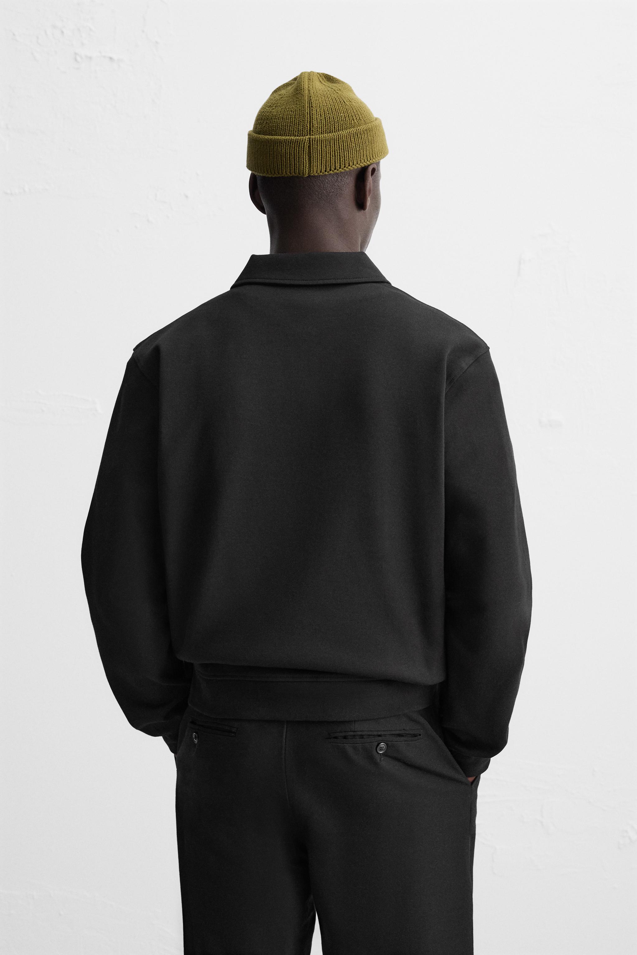 INTERLOCK QUARTER-ZIP POLO SWEATSHIRT - Ecru | ZARA Turkey