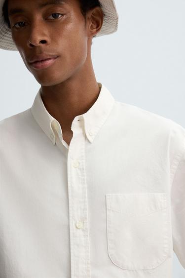 CHEMISE REGULAR FIT À POCHE - Blanc de Zara - Image 5