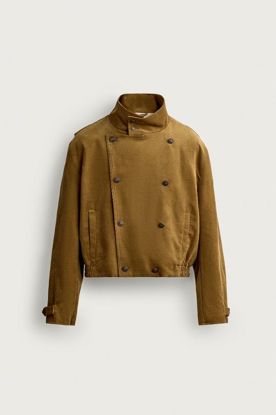 JAQUETA CROPPED FIT COM BOTÕES - Mostarda da Zara - Imagem 0