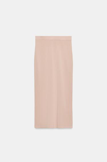 KNIT MIDI SKIRT - Beige-pink by Zara