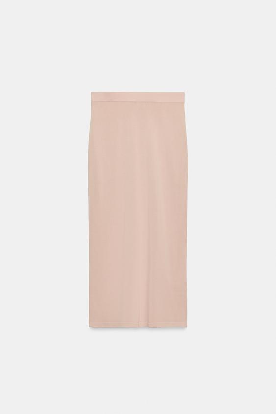 JUPE MI-LONGUE EN MAILLE - rose poudré de Zara - Image 2