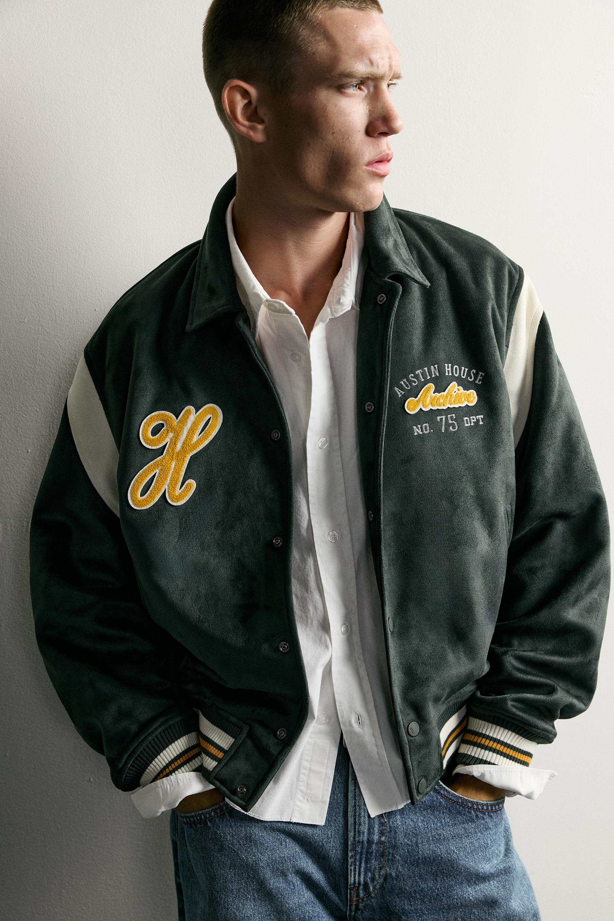 Мужские куртки Zara SUEDE-EFFECT PATCH BOMBER JACKET — фото 5