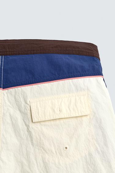 MAILLOT DE BAIN LONG À CONTRASTE - Écru de Zara - Image 9