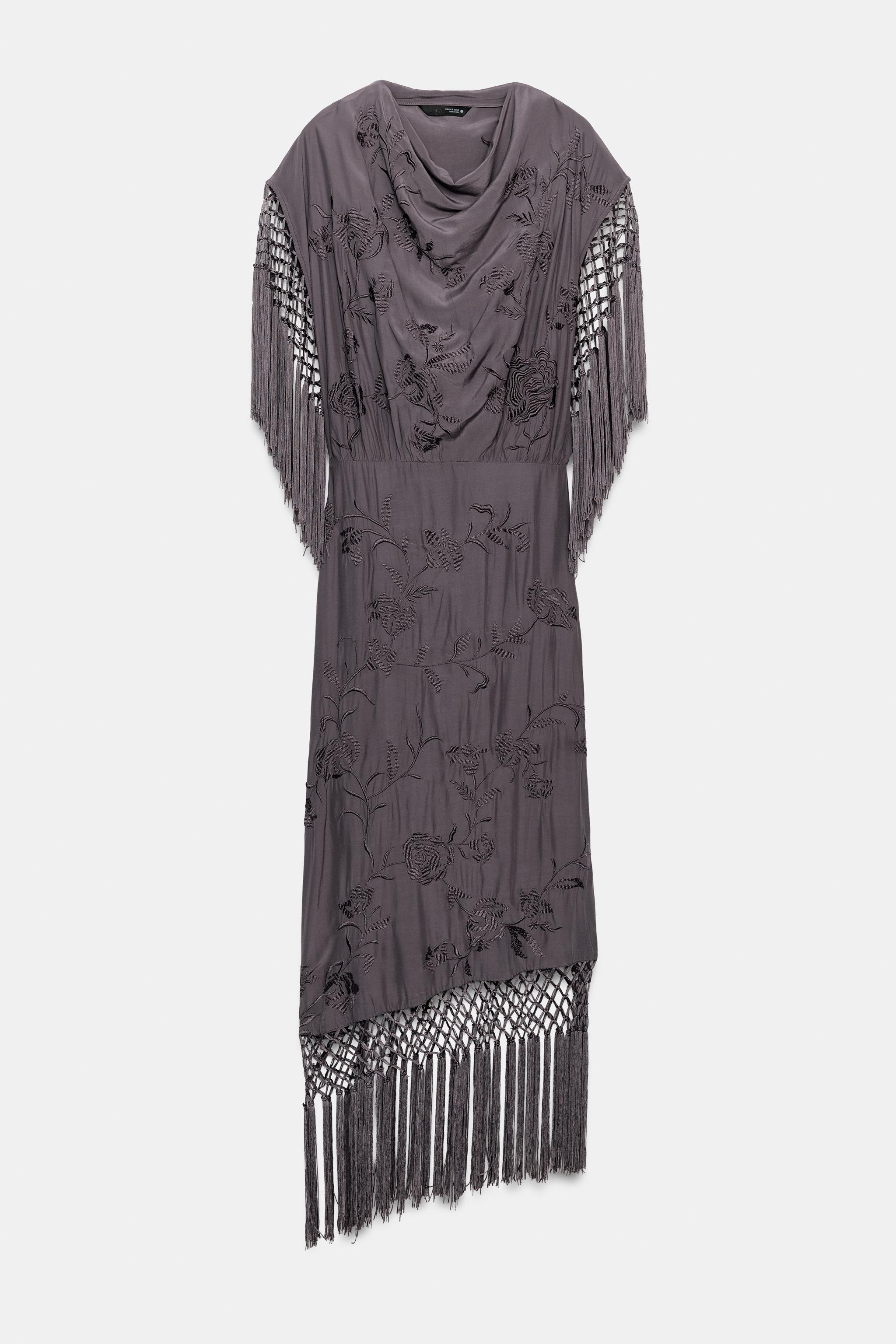 ZW COLLECTION EMBROIDERED FRINGE DRESS