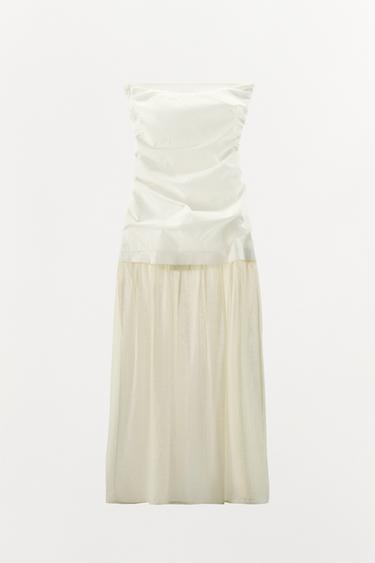 ROBE MIDI BUSTIER EN MATIÈRES VARIÉES - Écru de Zara - Image 7