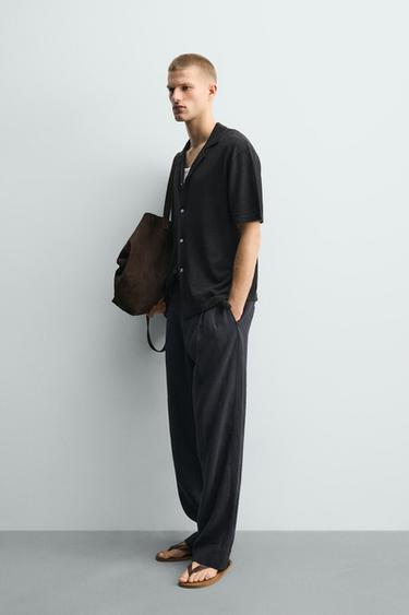 KNIT LINEN-COTTON SHIRT - Black by Zara - Image 3