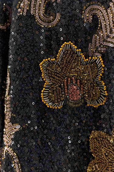 CAPE JACKET WITH EMBROIDERY - Black by Zara - Image 8