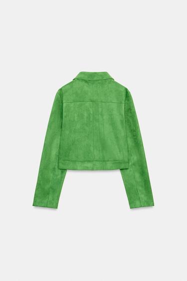 FAUX SUEDE CROP JACKET - Apple green by Zara - Image 6