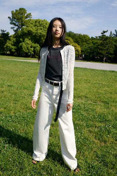 TRF EXTRA WIDE-LEG HIGH-WAIST JEANS - Oyster-white by Zara