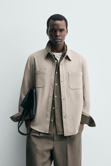 COMFORT TEXTURED OVERSHIRT - Sand by Zara