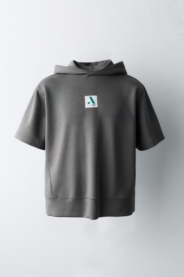 HOODIE MANGA CORTA SPORTY CON MODAL - Gris antracita de Zara