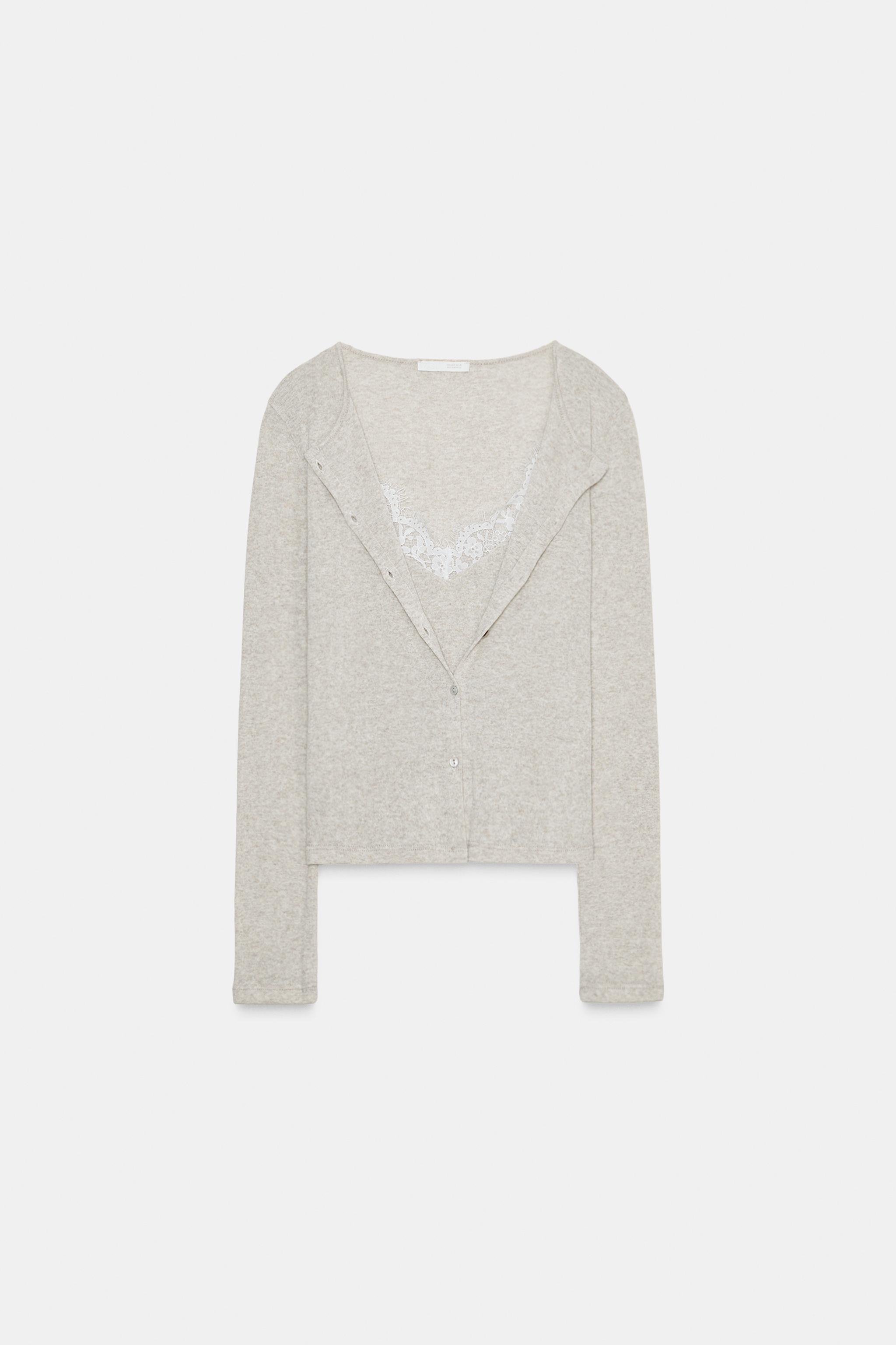 LACE COMBINATION JACKET TOP - Sand / Marl | ZARA United States