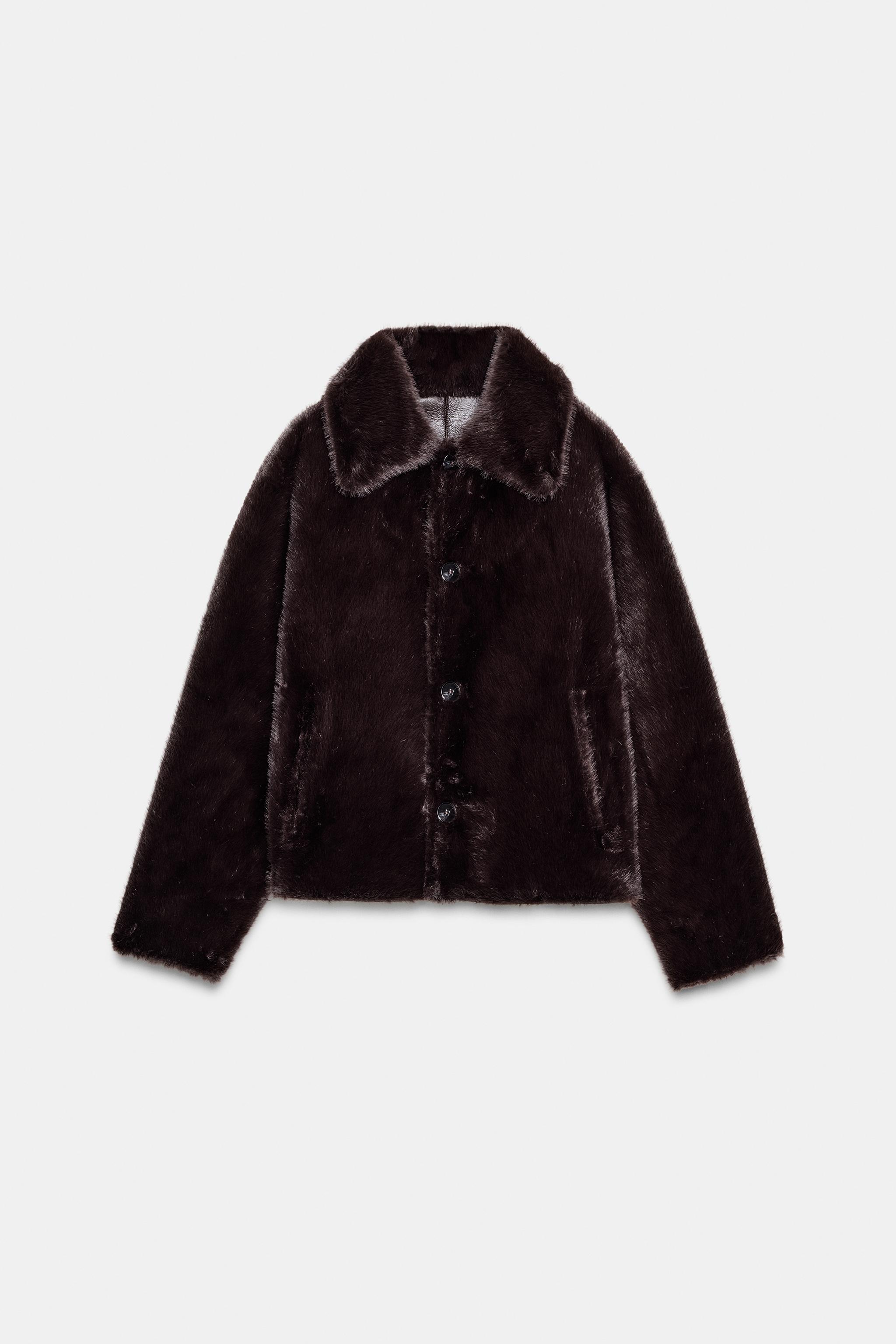 VESTE RÉVERSIBLE DOUBLE FACE EFFET MATIÈRE SYNTHÉTIQUE