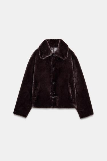 VESTE RÉVERSIBLE DOUBLE FACE EFFET MATIÈRE SYNTHÉTIQUE - Marron de Zara - Image 12