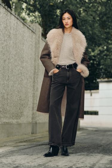 Zara ZW COLLECTION BAGGY 中腰牛仔褲 - 黑色