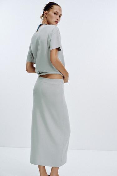 PLAIN KNIT MIDI SKIRT - Pearl grey by Zara - Image 3