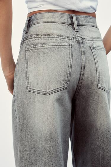TRF MID-WAIST CROSSOVER BAGGY JEANS - Grey by Zara