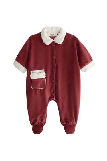 Zara BABY SANTA CLAUS CHRISTMAS FOOTED ROMPER - Red