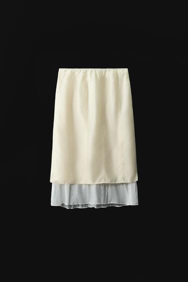 JUPE MIDI BIMATIÈRE ZW COLLECTION - Écru de Zara - Image 11
