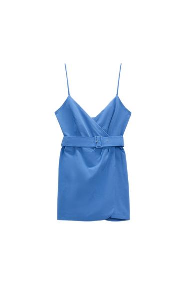 BELTED LINEN BLEND DRESS