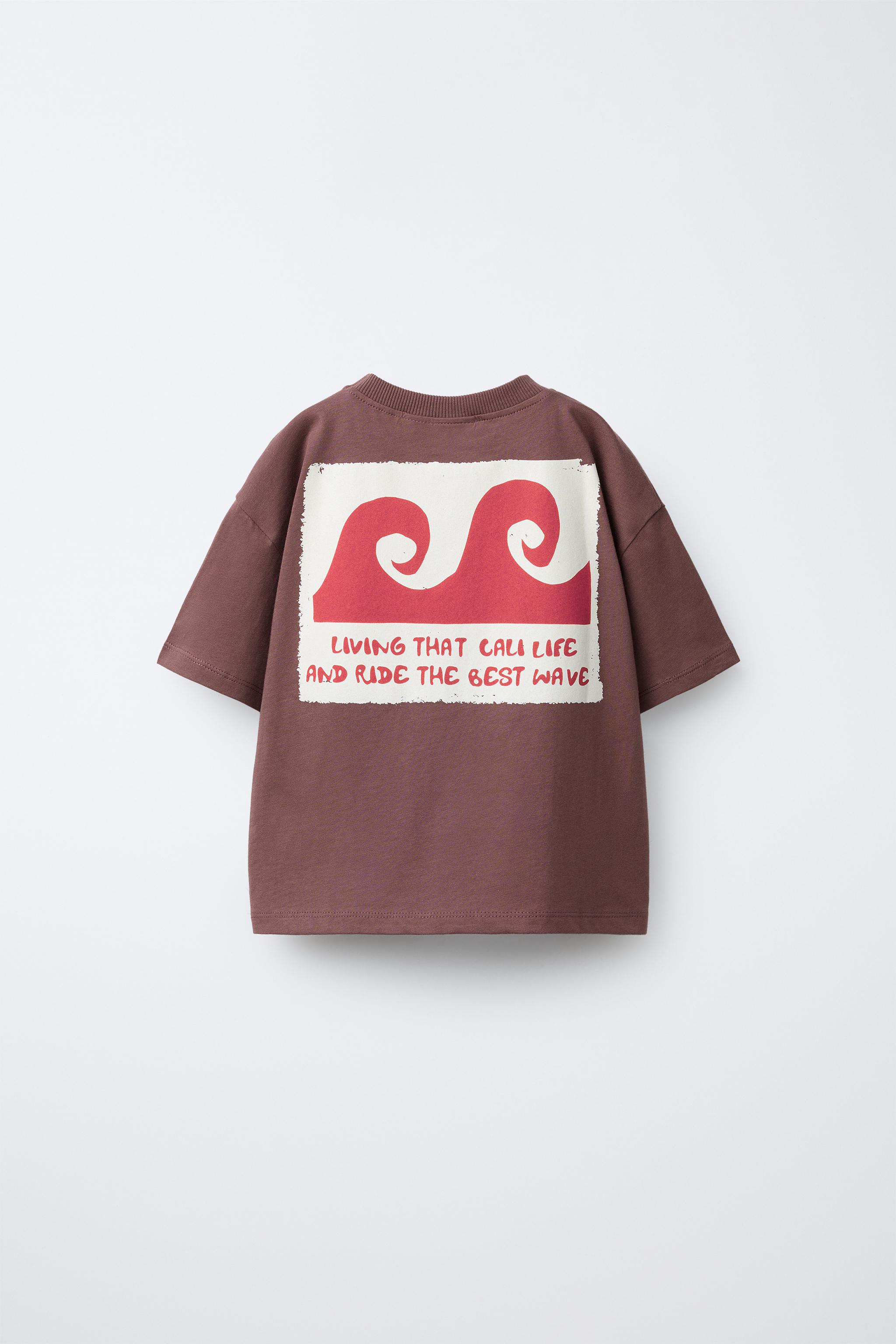 WAVE PRINT T-SHIRT - Light brown | ZARA United States