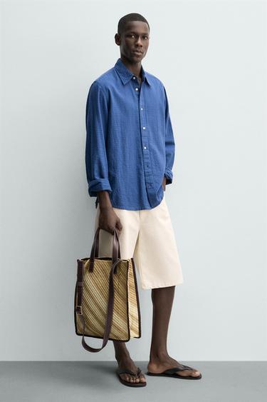 BOLSO SHOPPER TRENZADO - Marrón de Zara - Imagen 0