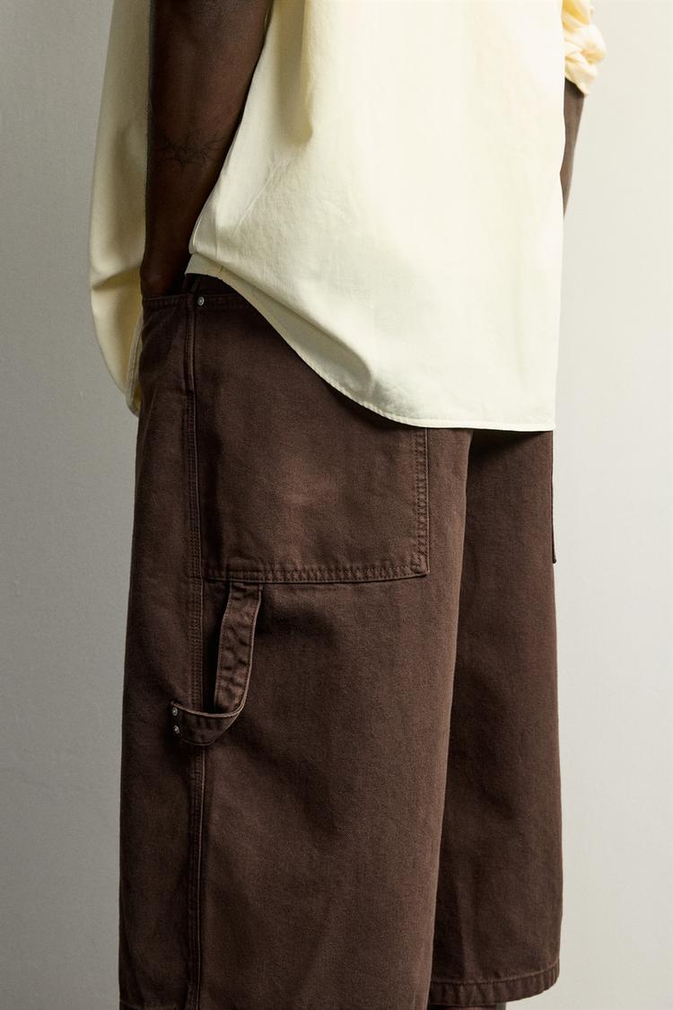 Pantalones cortos de mezclilla estilo carpintero de pierna recta 5