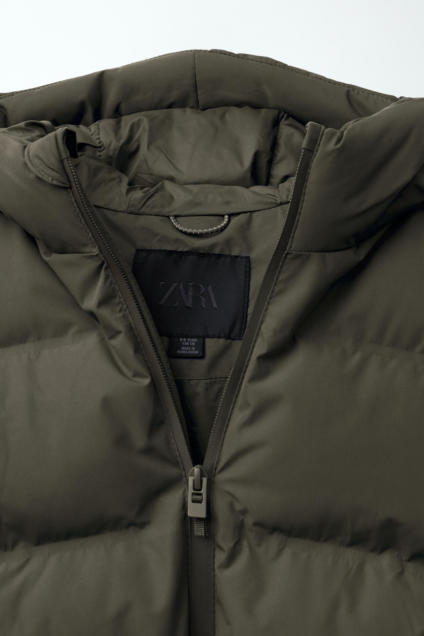 Детская куртка Zara Water Repellent Label Puffer, цвет: Коричневый / Серо-коричневый — фото 5