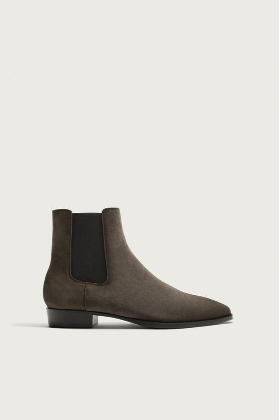 Zara LEATHER CHELSEA BOOTS - Brown - Image 0