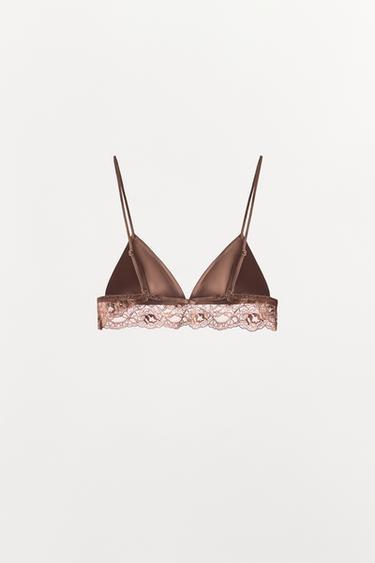 BRALETTE AVEC POLYAMIDE ET DENTELLE - rose poudré de Zara - Image 3