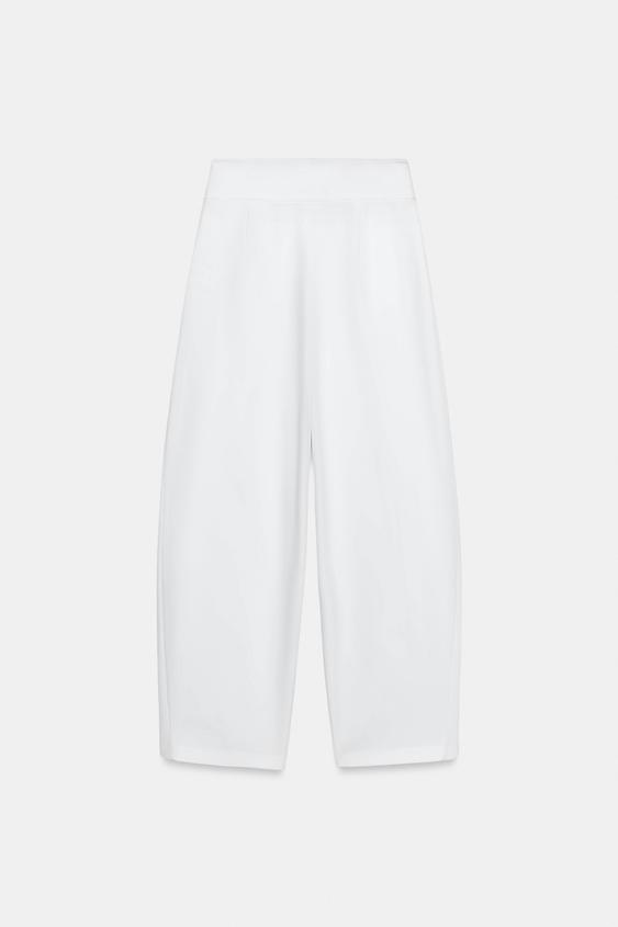 PANTALON BALLON À PLIS - Blanc de Zara - Image 7