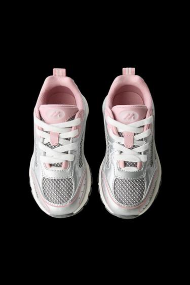 Zara MESH SNEAKERS - Silver