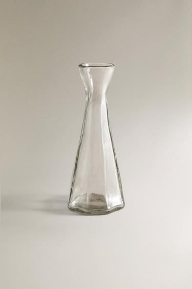 FACETED NARROW GLASS VASE - Greenish by Zara