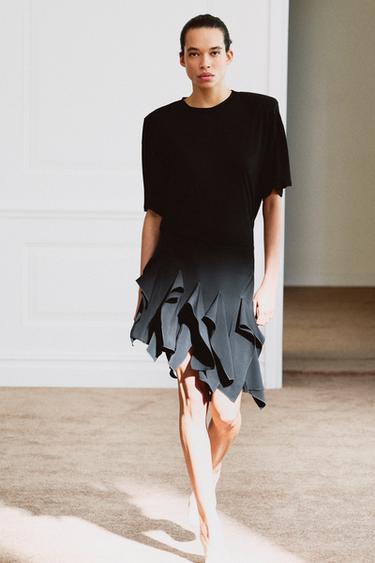 Zara ZW COLLECTION RUFFLED MINI SKIRT - Black