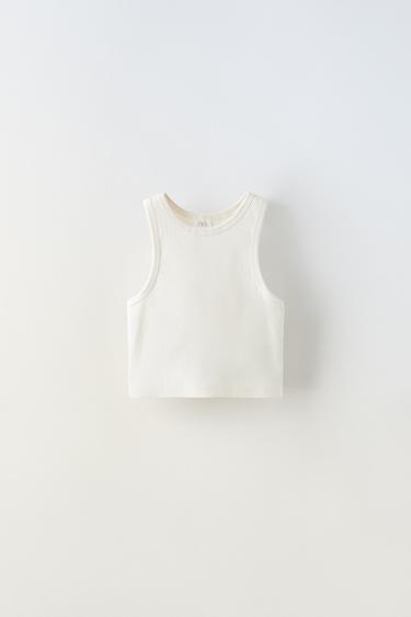 Zara RIB T-SHIRT - Oyster-white
