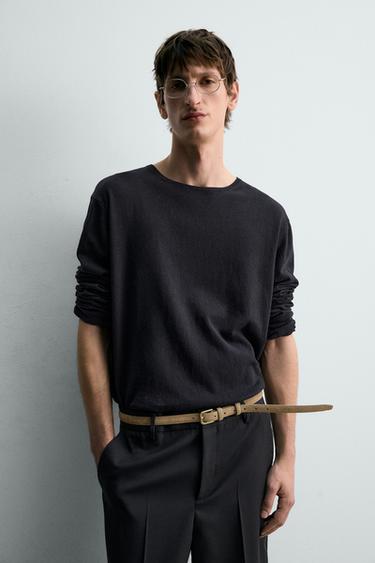 SPLIT SUEDE LEATHER BELT - Beige by Zara - Image 1