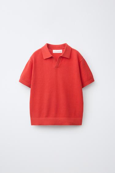 KNIT PIQUÉ POLO SHIRT - Red / Coral by Zara