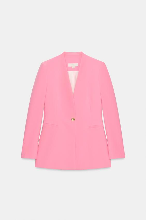 ラペルなしフィットブレザー - ピンク | ZARA Japan / 日本