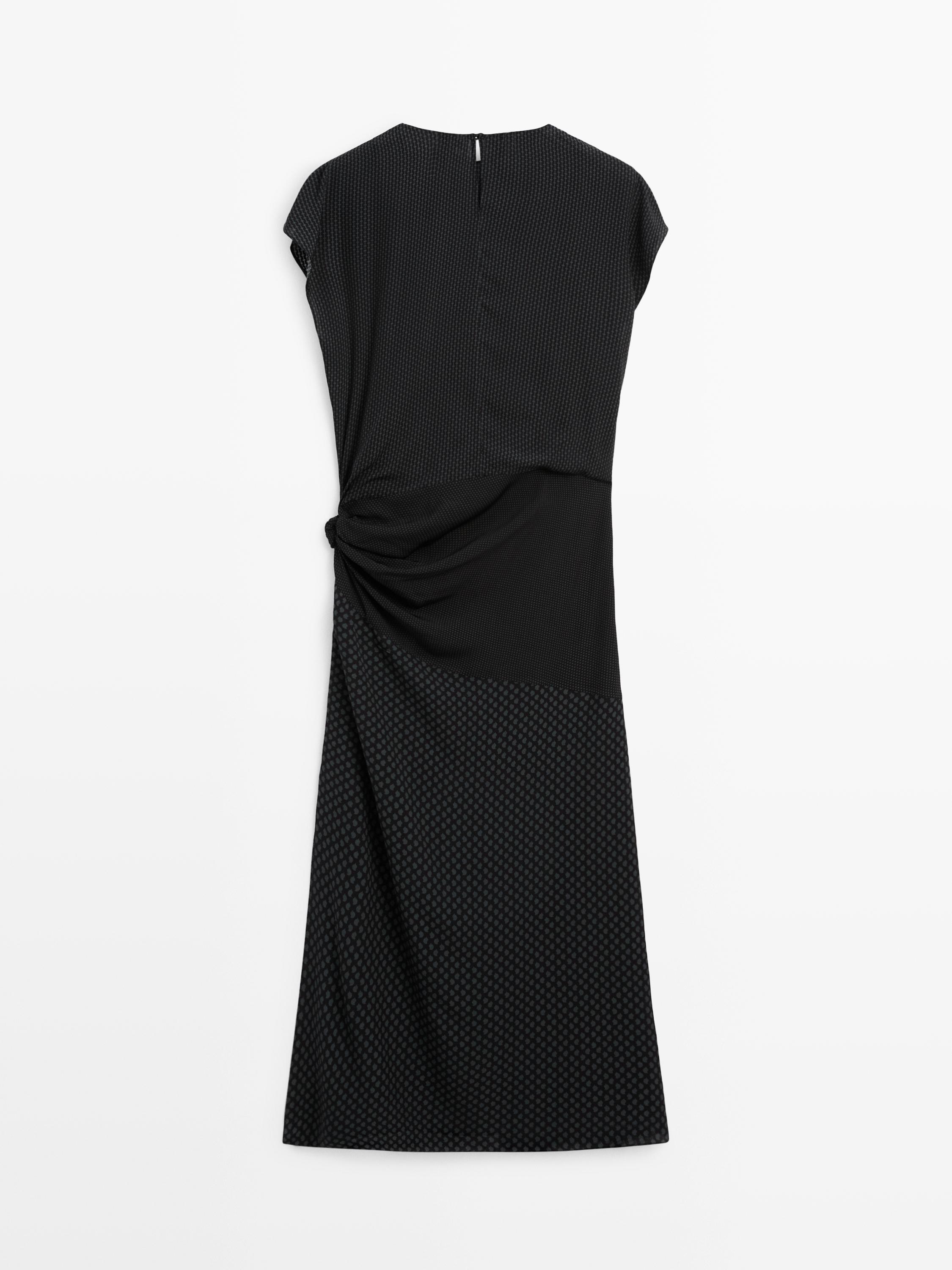 Robe longue fluide imprimée avec nœud