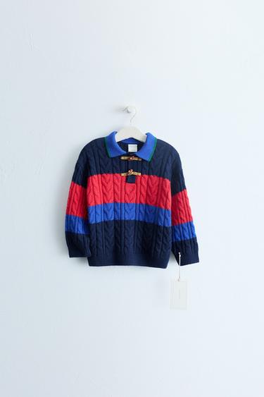 ZARA TIMELESS - JERSEY POLO PUNTO OCHOS ALGODÓN Y LANA - Marino oscuro de Zara