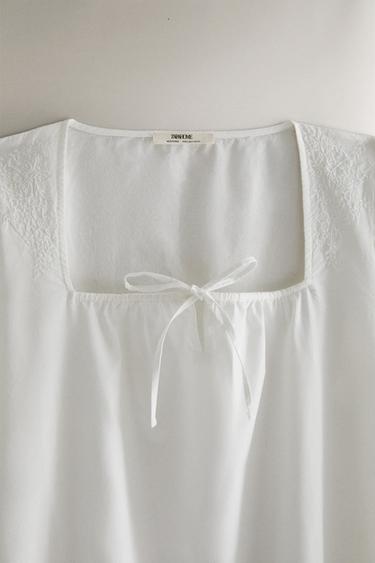 SHORT SLEEVE NIGHTDRESS - White by Zara - Image 1
