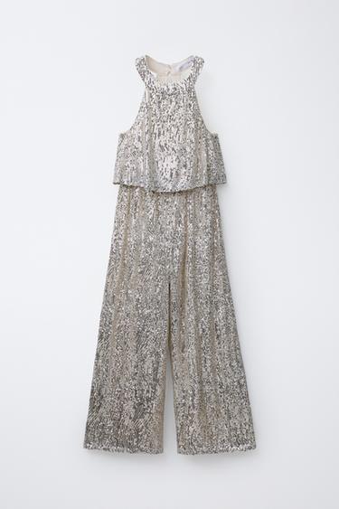 SEQUIN JUMPSUIT - Silver by Zara