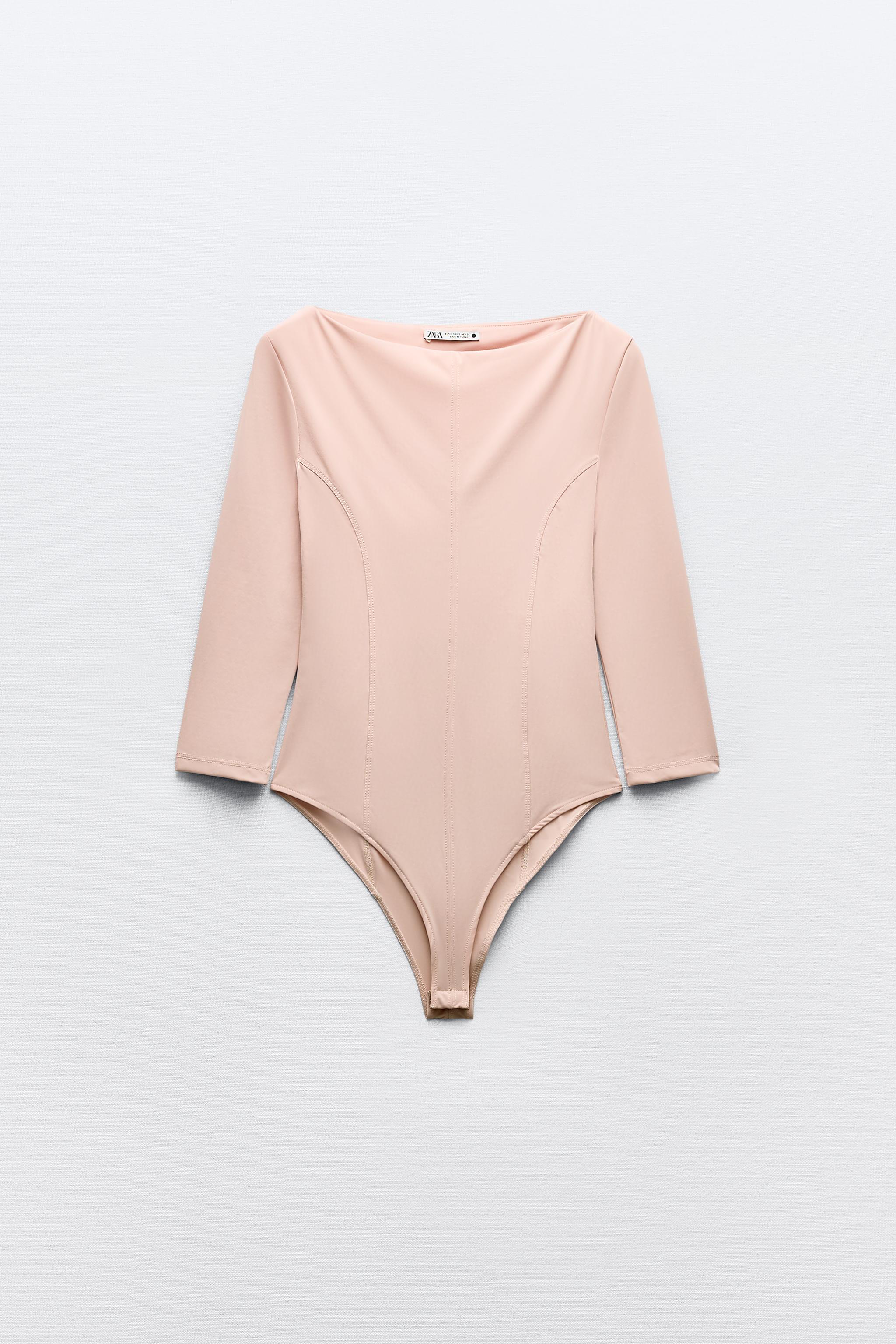 Zara, Tops, Nwt Zara Pale Pink Wired Sweetheart Neckline Bodysuit Size S